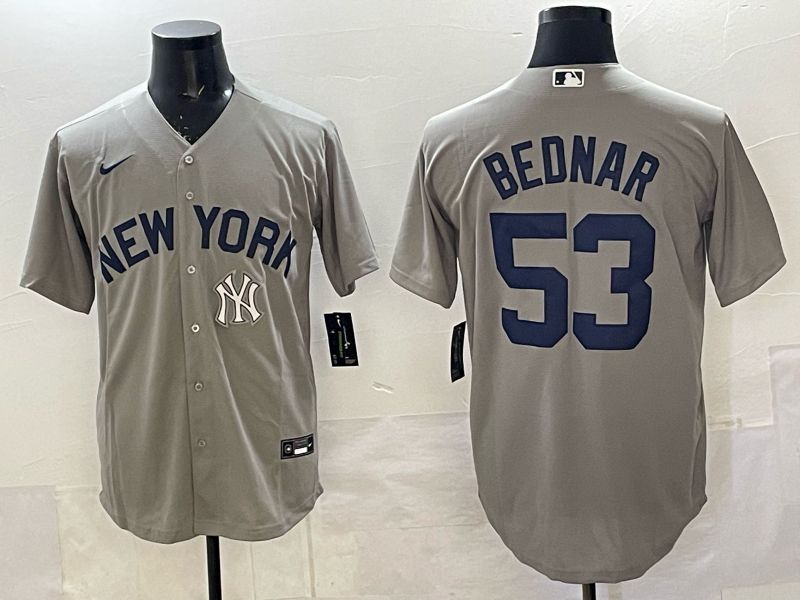 Men New York Yankees #53 Bednar Grey Game Nike MLB 2025 Jersey 011->new york yankees->MLB Jersey